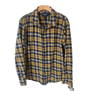Visitor Plaid Flannel Shirt Mens Size XL Yellow Blue